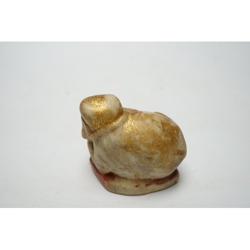 504 - An Indian carved and painted alabaster model of an elephant, 10cm tall