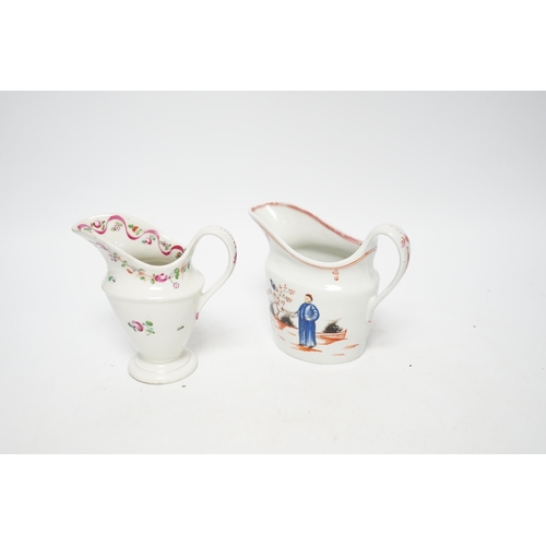 506 - An 18th century Newhall teapot stand and a New Hall milk jug, c.1810 and a Keeley milk jug