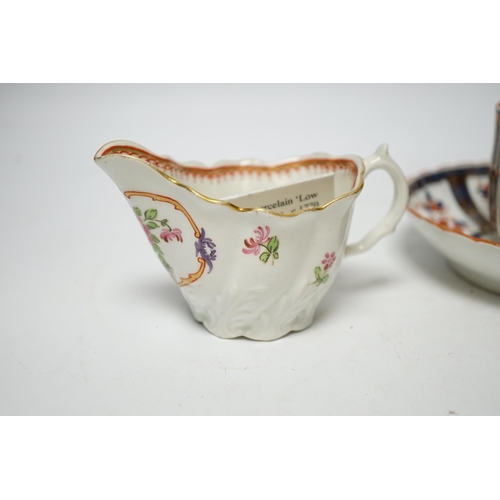 513 - A Worcester carnation pattern dessert dish c. 1770, Royal Lily pattern saucer dish, two sugar bowls ... 