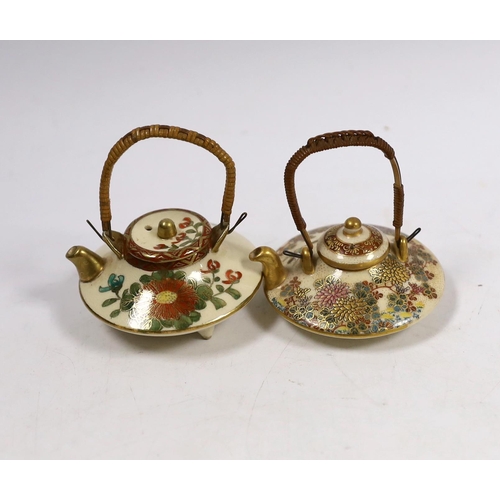 519 - Two Japanese Satsuma pottery miniature teapots, early 20th century, largest 7cm wide