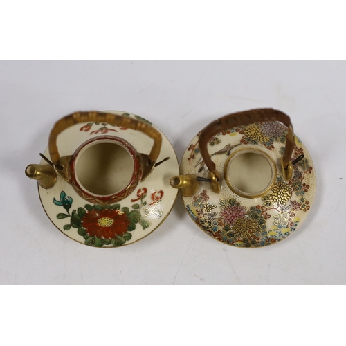 519 - Two Japanese Satsuma pottery miniature teapots, early 20th century, largest 7cm wide