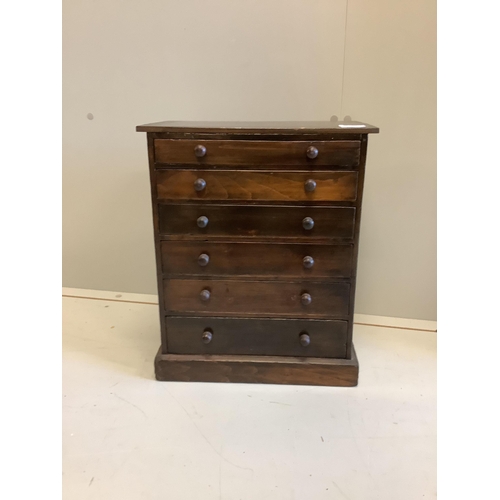 53 - An early 20th century beech six drawer collector's chest, width 38cm, depth 22cm, height 45cm