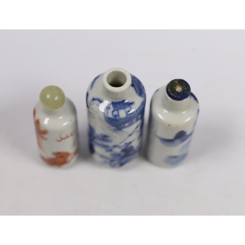 534 - Three late 19th century Chinese porcelain snuff bottles, tallest 8cm