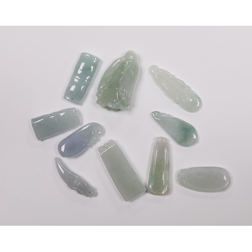 544 - Ten various Chinese jadeite carved pendants