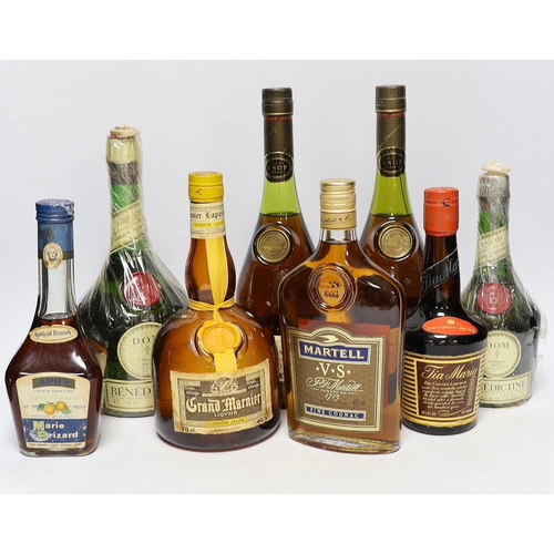 584 - A bottle of Harrods Whisky, 12 years old, two bottles of Janneau VSOP Grand Armagnac, a bottle of Gr... 