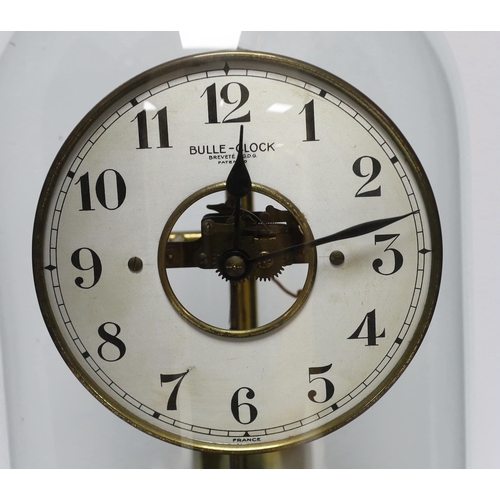 588 - A Bulle electro-magnetic mantel clock, applied plaque to base, 40cm high