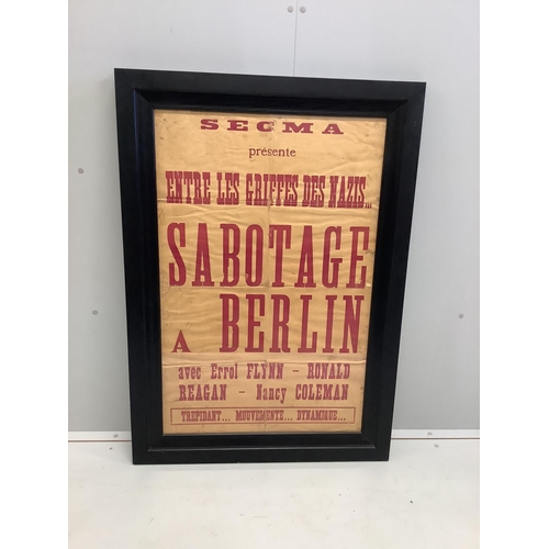 6 - A 1948 Secma film distribution framed poster, width 82cm, height 116cm