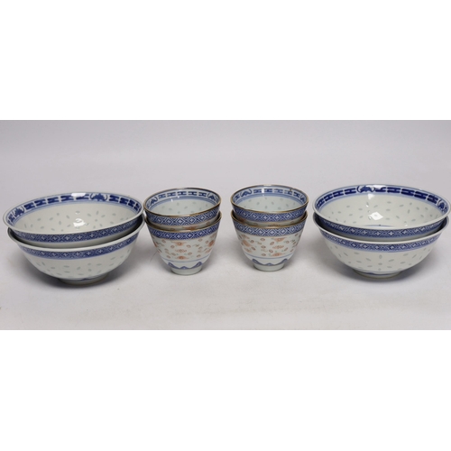 601 - A group of Chinese blue and white porcelain, dishes 24cm wide