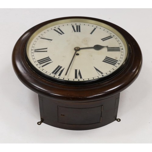 606 - A late Victorian mahogany single fusee wall dial, diameter 47cm