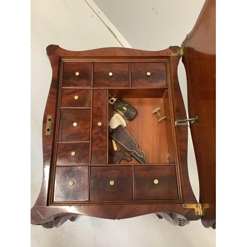 65 - A late 19th century French mahogany work table, width 58cm, depth 48cm, height 77cm