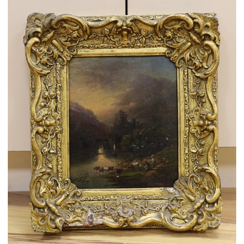 687 - Attributed to Copley Fielding (1787-1855), oil on panel, 'A View at Inverary', inscribed verso, 28 x... 