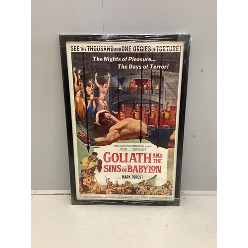 7 - A vintage framed cinema film poster 'Goliath and the Sins of Babylon', width 74cm, height 110cm... 