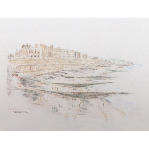 714 - R. Maher (20th. C), set of six crayon and pencil sketches, Brighton views including West Pier and Bl... 