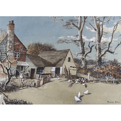 723 - Ronald Dean (1929-2023), two heightened watercolours, Free Range and Tilford Cottage, each signe... 