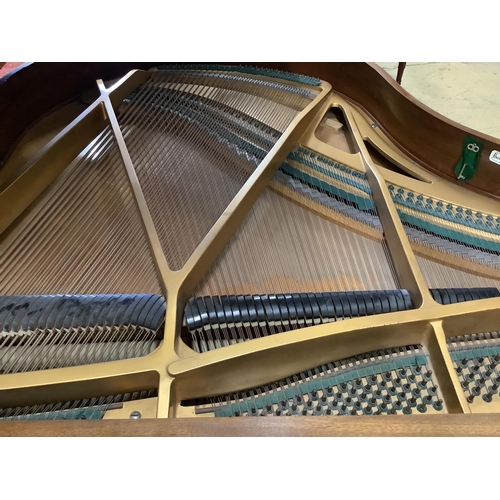 74 - A mid 20th Cecilian & Co mahogany baby grand piano retailed by Harrods Ltd