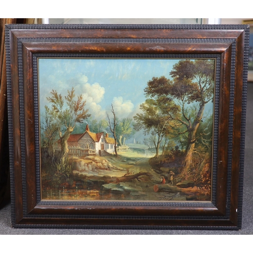 753 - Williams (18th / 19th. C), oil on canvas, Rural landscape with woodlanders, signed and dated 1814, h... 