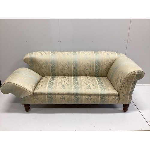 84 - A late Victorian upholstered drop arm Chesterfield settee, length 170cm, depth 80cm, height 70cm... 