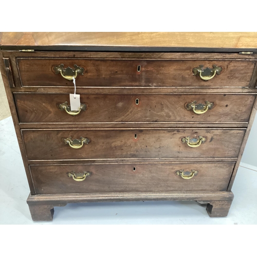 88 - A George III mahogany bureau, width 94cm, depth 54cm, height 106cm