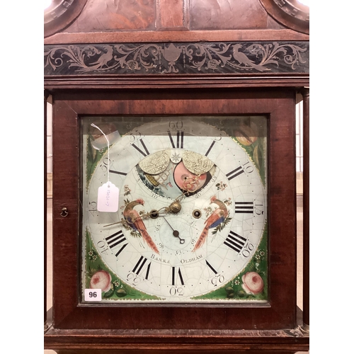 96 - An early 19th century North Country mahogany eight day longcase clock, painted dial marked Banks, Ol... 