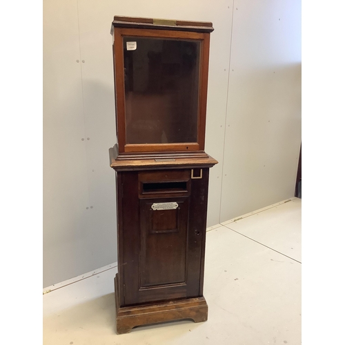 1002 - An early 20th century Hall Accessories Ltd., mahogany telephone/internal posting box, width 49cm, de... 