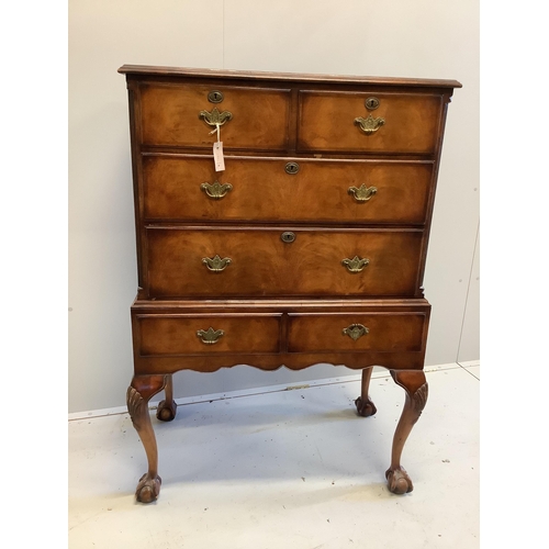 1054 - A Queen Anne Revival walnut chest on stand, width 86cm, depth 49cm, height 129cm