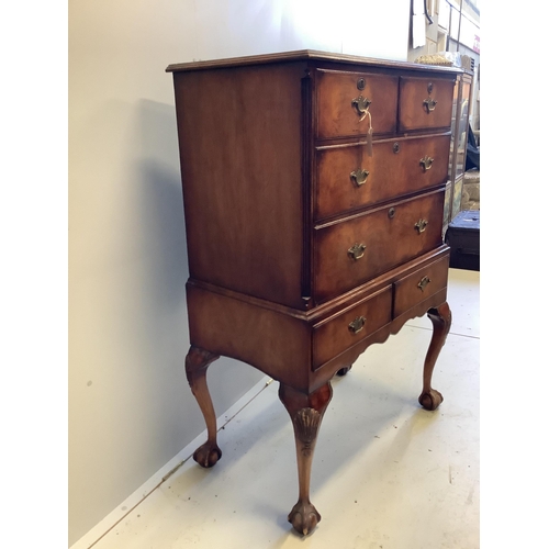 1054 - A Queen Anne Revival walnut chest on stand, width 86cm, depth 49cm, height 129cm