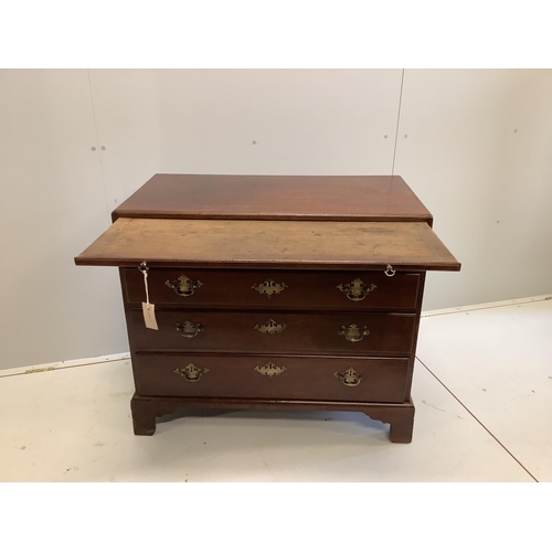 1070 - A George III mahogany four drawer chest, fitted slide, width 92cm, depth 48cm, height 80cm