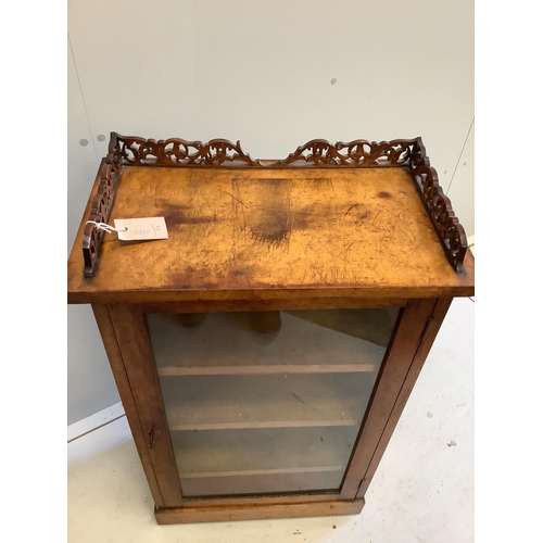 1092 - A Victorian bird's eye maple music cabinet, width 57cm, depth 32cm, height 98cm