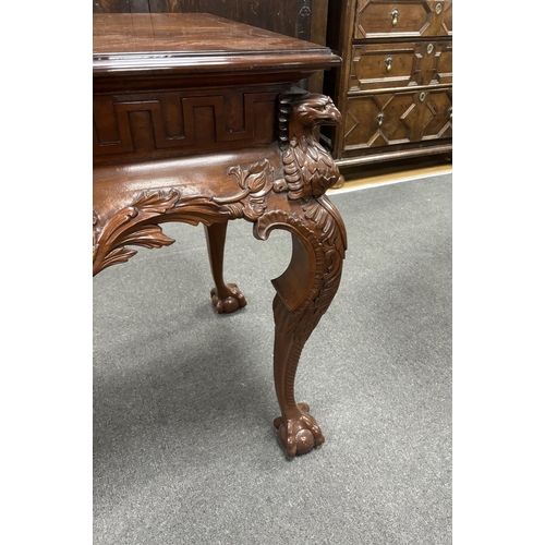 1164 - An 18th century style carved mahogany console table, width 136cm, depth 63cm, height 84cm