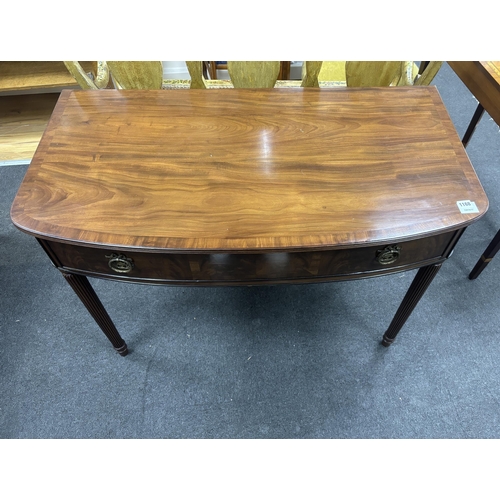 1168 - A Victorian and later mahogany bowfront side table, width 107cm, depth 57cm, height 83cm