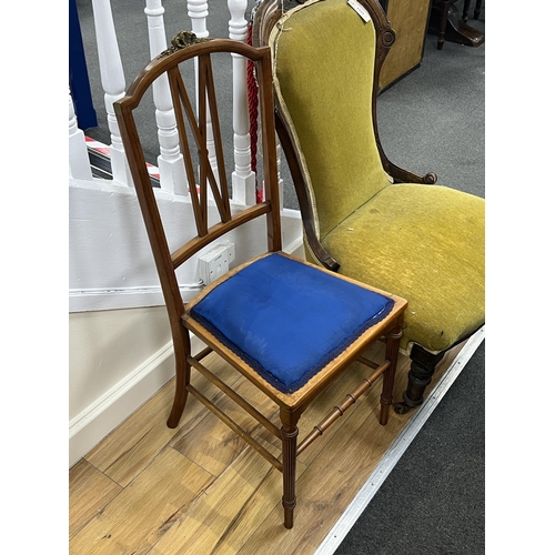 1170 - A Victorian mahogany spoon back nursing chair, height 96cm together with an Edwardian side chair... 