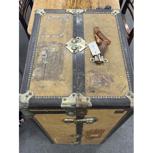 1178 - A vintage travelling trunk, (no key) width 103cm, depth 56cm, height 46cm