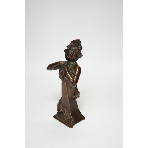 1250 - Pellier. An electrotype bust of an Art Nouveau maiden, 21cm high