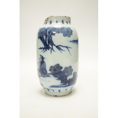 1257 - A delftware jar, late 17th century, possibly Brislington, 17cm high