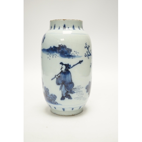 1257 - A delftware jar, late 17th century, possibly Brislington, 17cm high