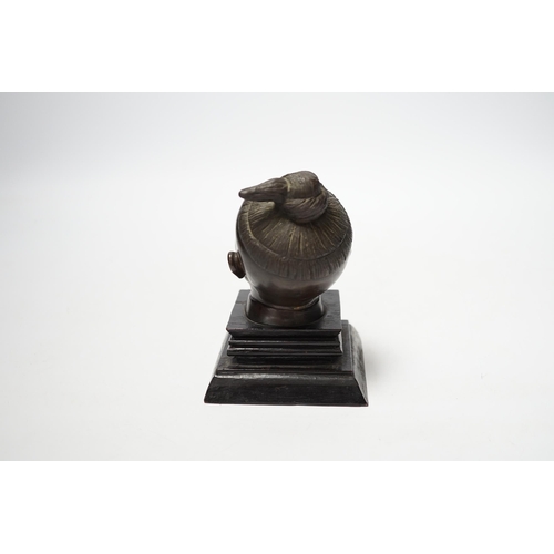 1264 - A Malaysian bronze head of a boy, 12.5cm high