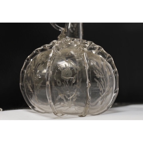 1265 - An 18th century Dutch engraved glass decanter, 24cm high