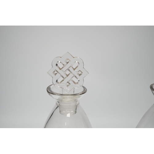 1269 - Two R. Lalique decanters, one with a Celtic knot stopper, the other the Star of David, tallest 27cm ... 