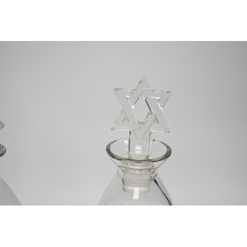 1269 - Two R. Lalique decanters, one with a Celtic knot stopper, the other the Star of David, tallest 27cm ... 