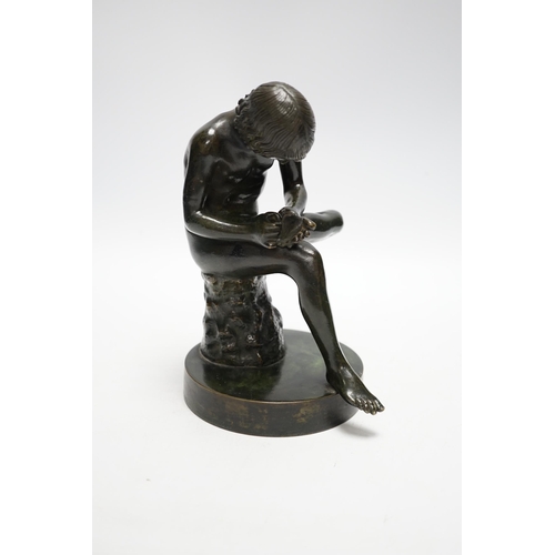 1271 - After the Antique, Bronze study of Boy with Thorn, 19cm high