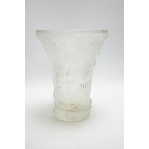 1273 - Josef Inwald. A Czech pressed and frosted glass vase, marine life, 27cm high