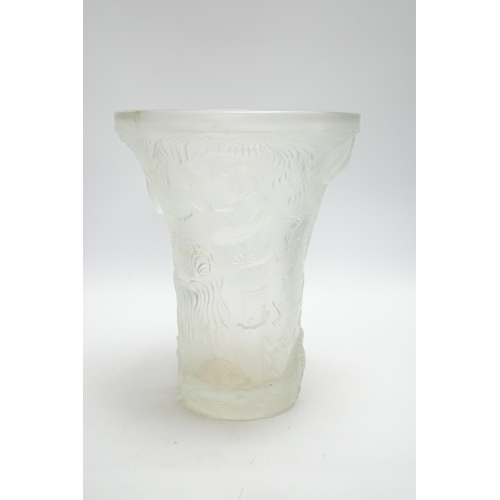 1273 - Josef Inwald. A Czech pressed and frosted glass vase, marine life, 27cm high