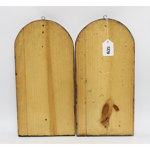 1279 - Two Spanish Ten Commandment panels, 41x20cm