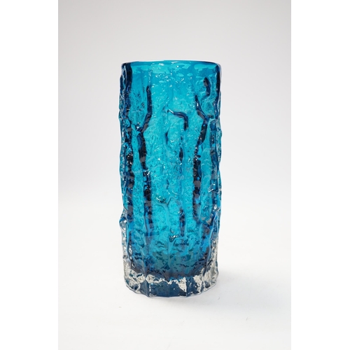 1281 - A Whitefriars Bark vase in kingfisher blue, 23.5cm