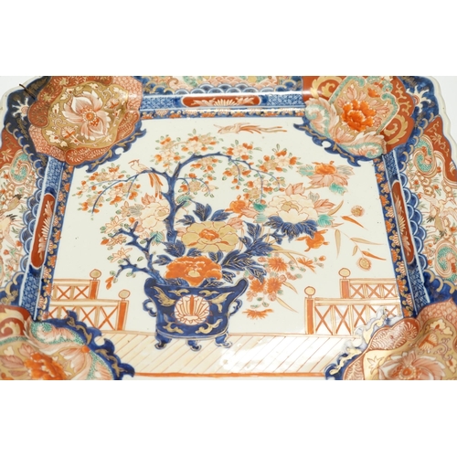 1301 - A large square Japanese Imari dish, 40 x 40cm