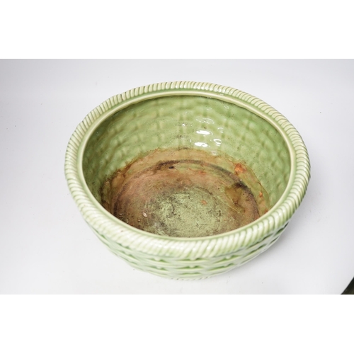 1306 - A large modern majolica style 'nesting pheasant' bowl and cover, bowl diameter 29.5cm