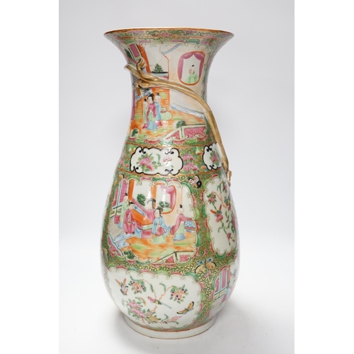 1312 - A 19th century Chinese famille rose pear shaped vase, 44.5cm