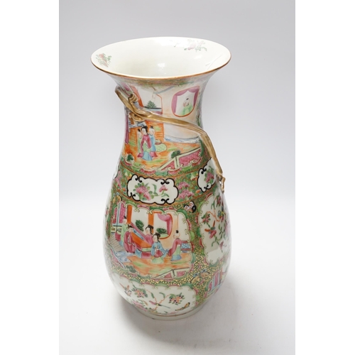 1312 - A 19th century Chinese famille rose pear shaped vase, 44.5cm