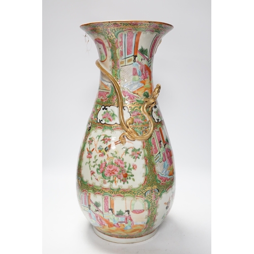 1312 - A 19th century Chinese famille rose pear shaped vase, 44.5cm