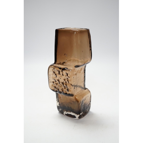 1313 - A Whitefriars Drunken Bricklayer vase in cinnamon, 21.5cm